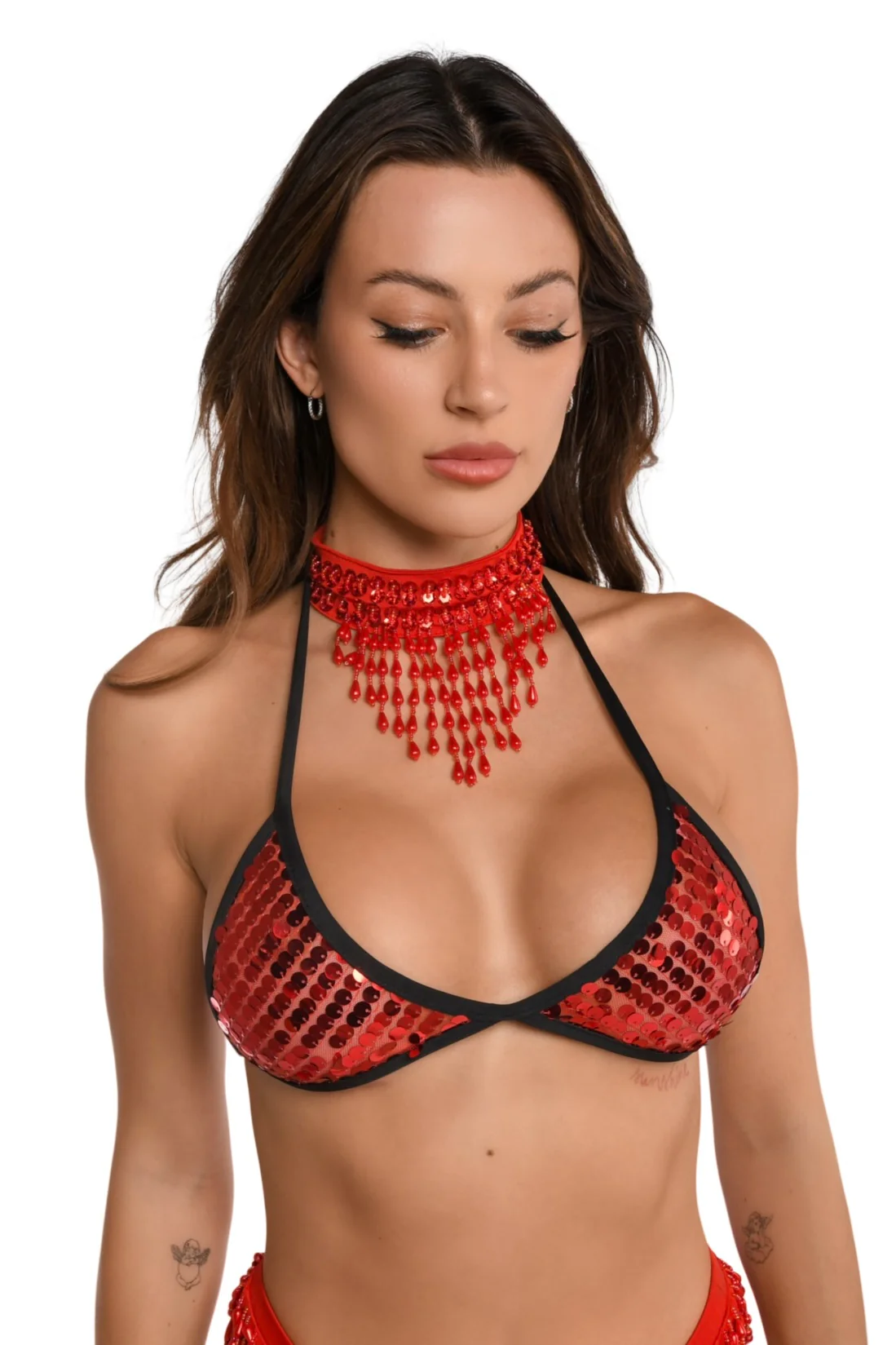 Cherry Sequin Triangle Top - Image 3