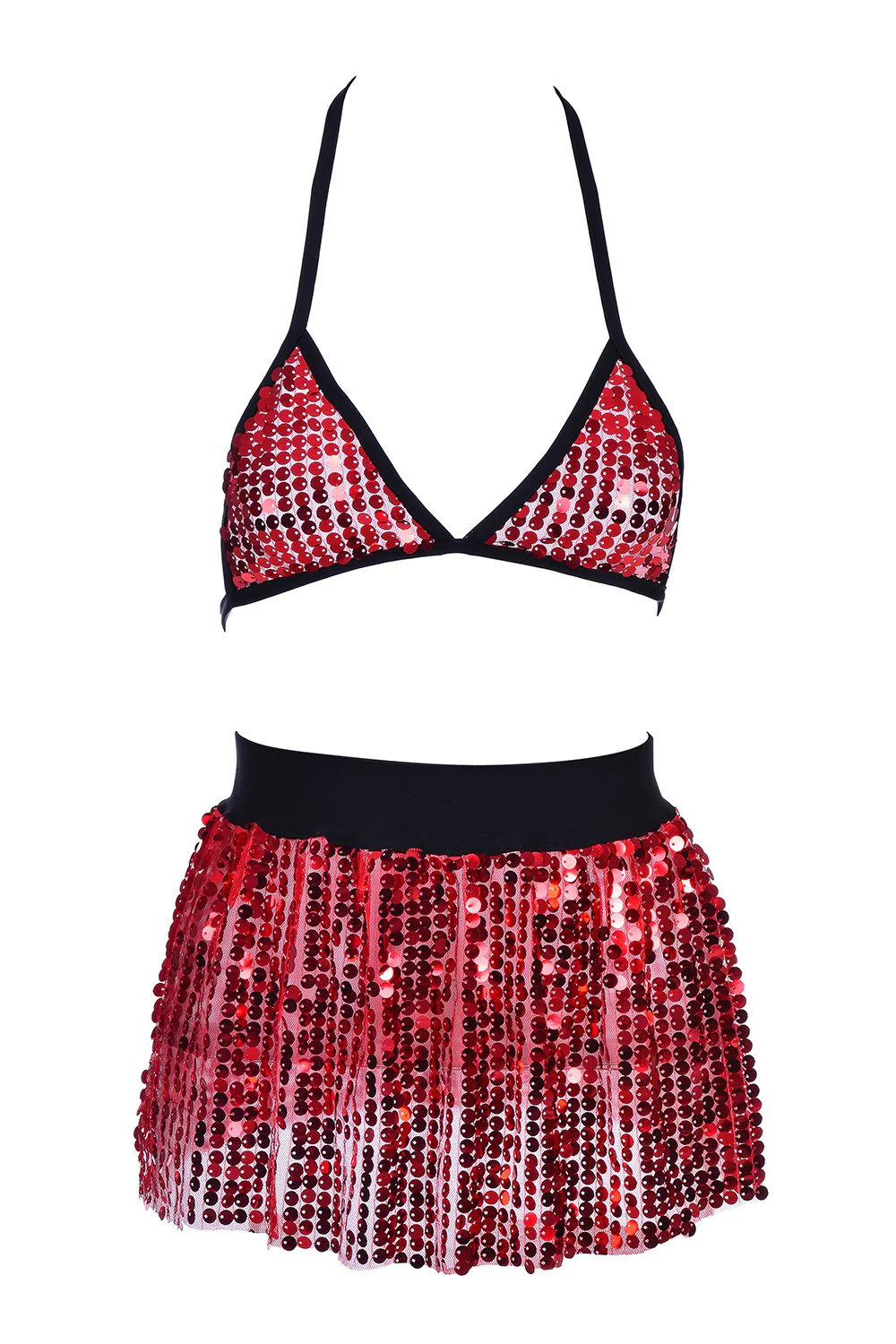 Red Sequin Set (Bra + Skirt) - Image 3