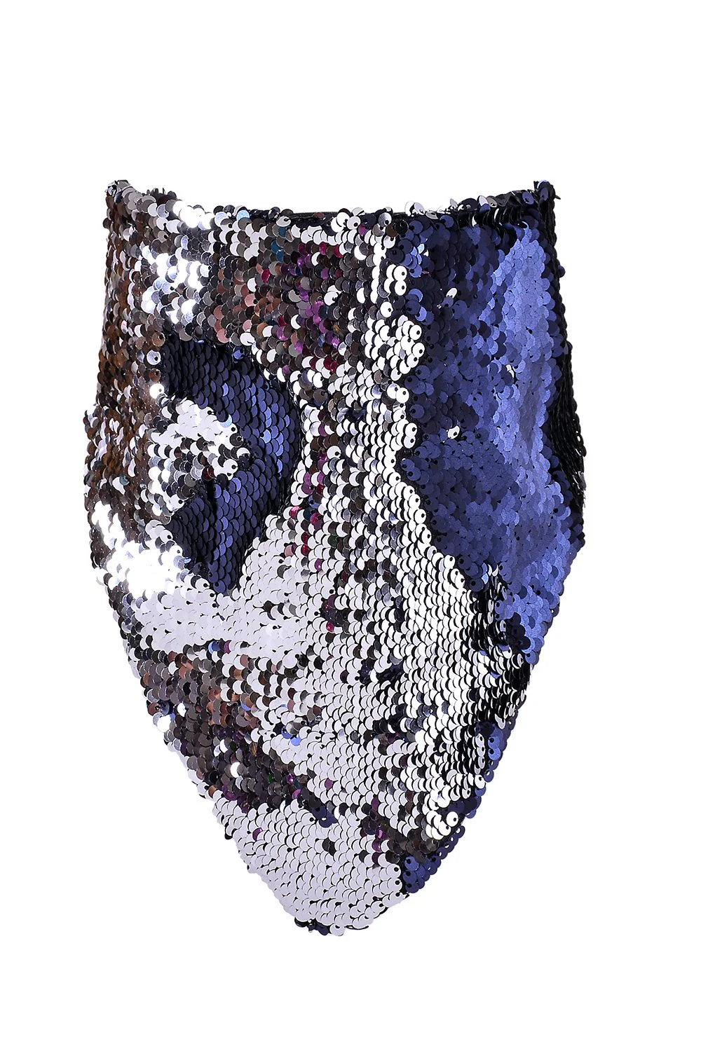 Reversible Sequin Bandana & Face Mask - Cobalt & Silver - Image 2