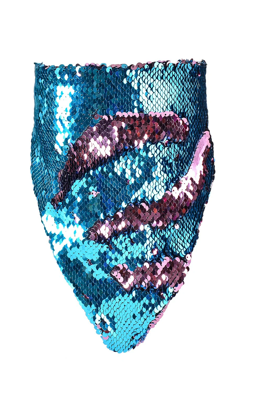 Reversible Sequin Bandana & Face Mask - Sky Blue & Pink