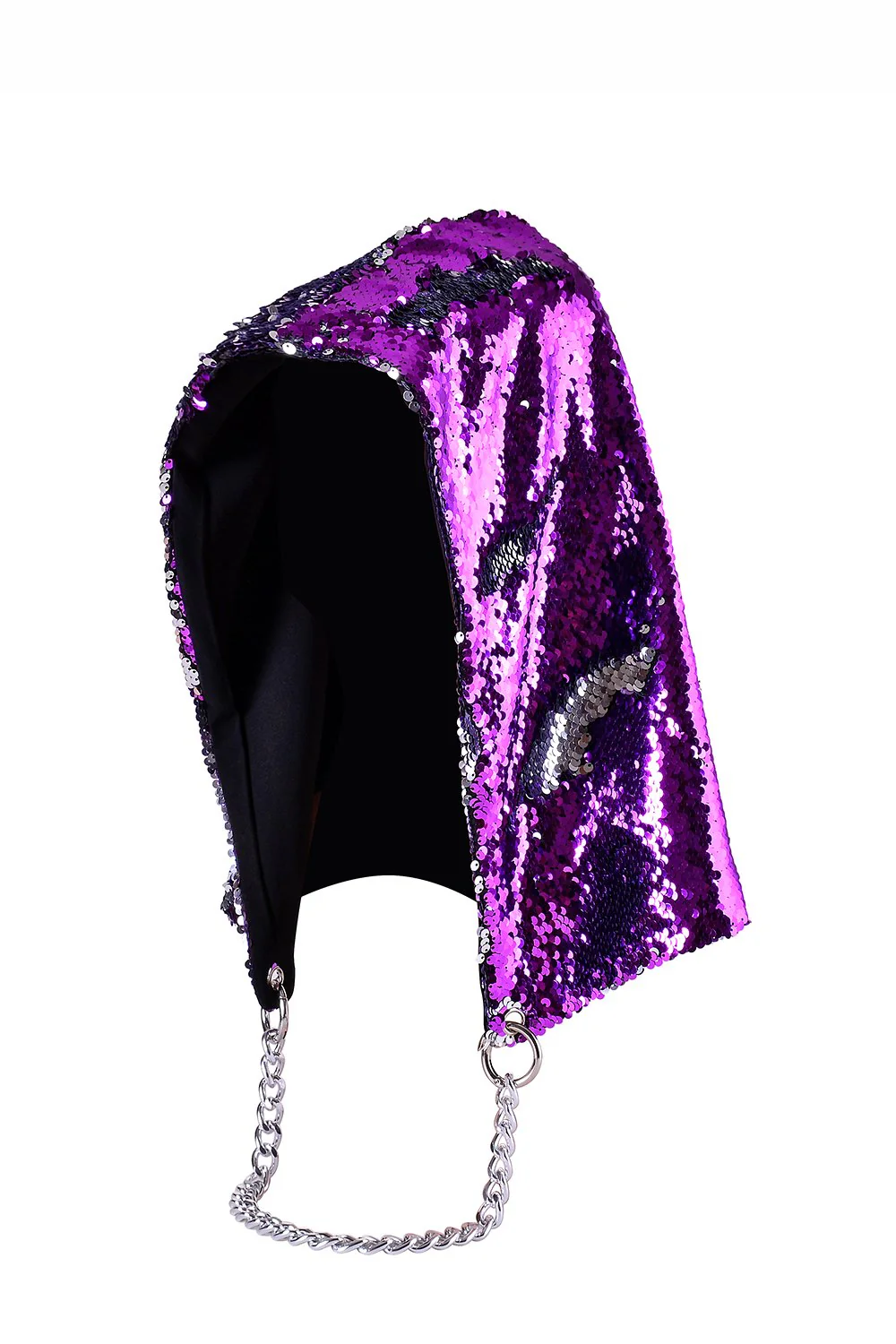 Reversible Sequin Hood - Purple & Silver - Image 4