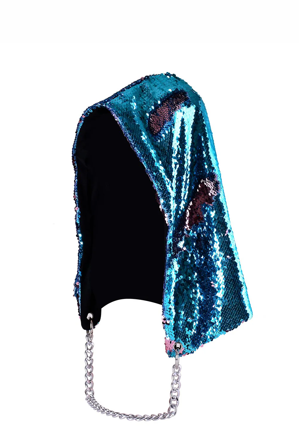 Reversible Sequin Hood - Ocean Blue & Copper - Image 3