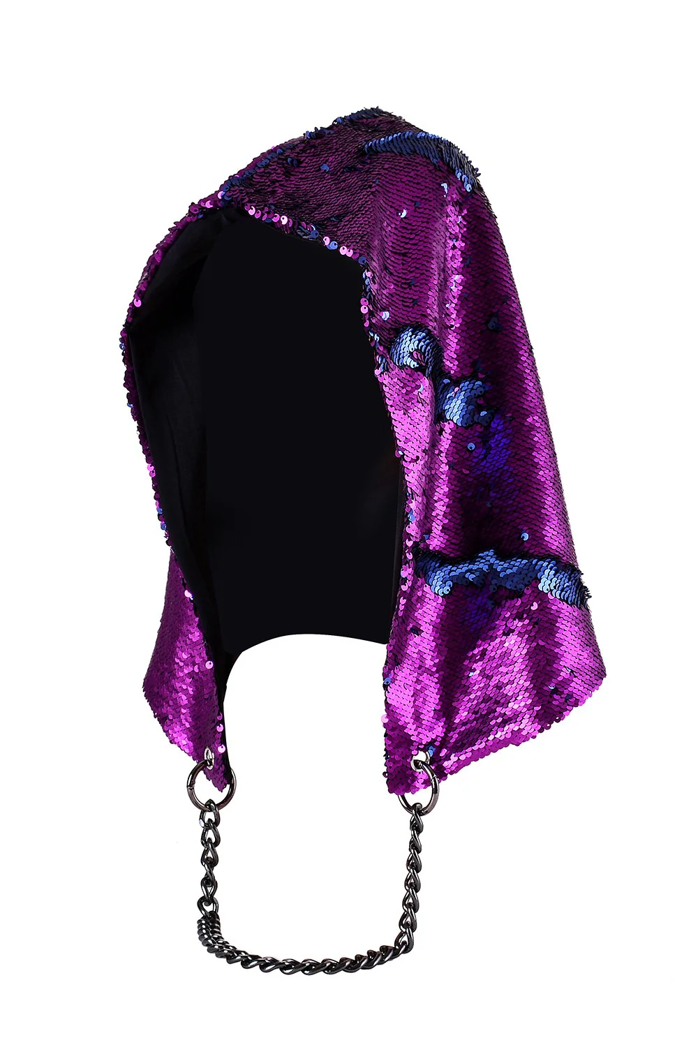 Reversible Sequin Hood - Matte Purple & Cobalt - Image 3