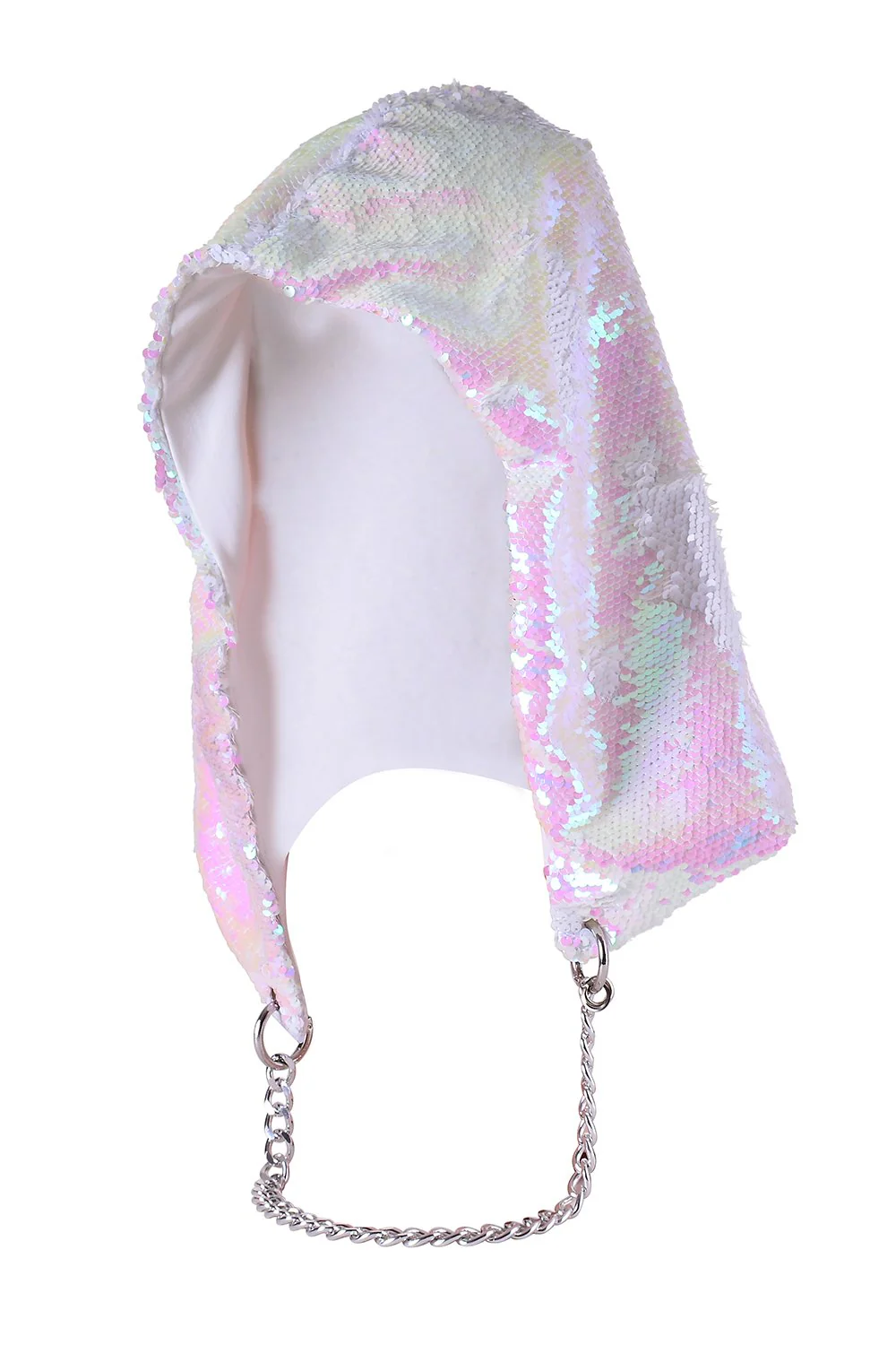 Reversible Sequin Hood - Iridescent & White - Image 6