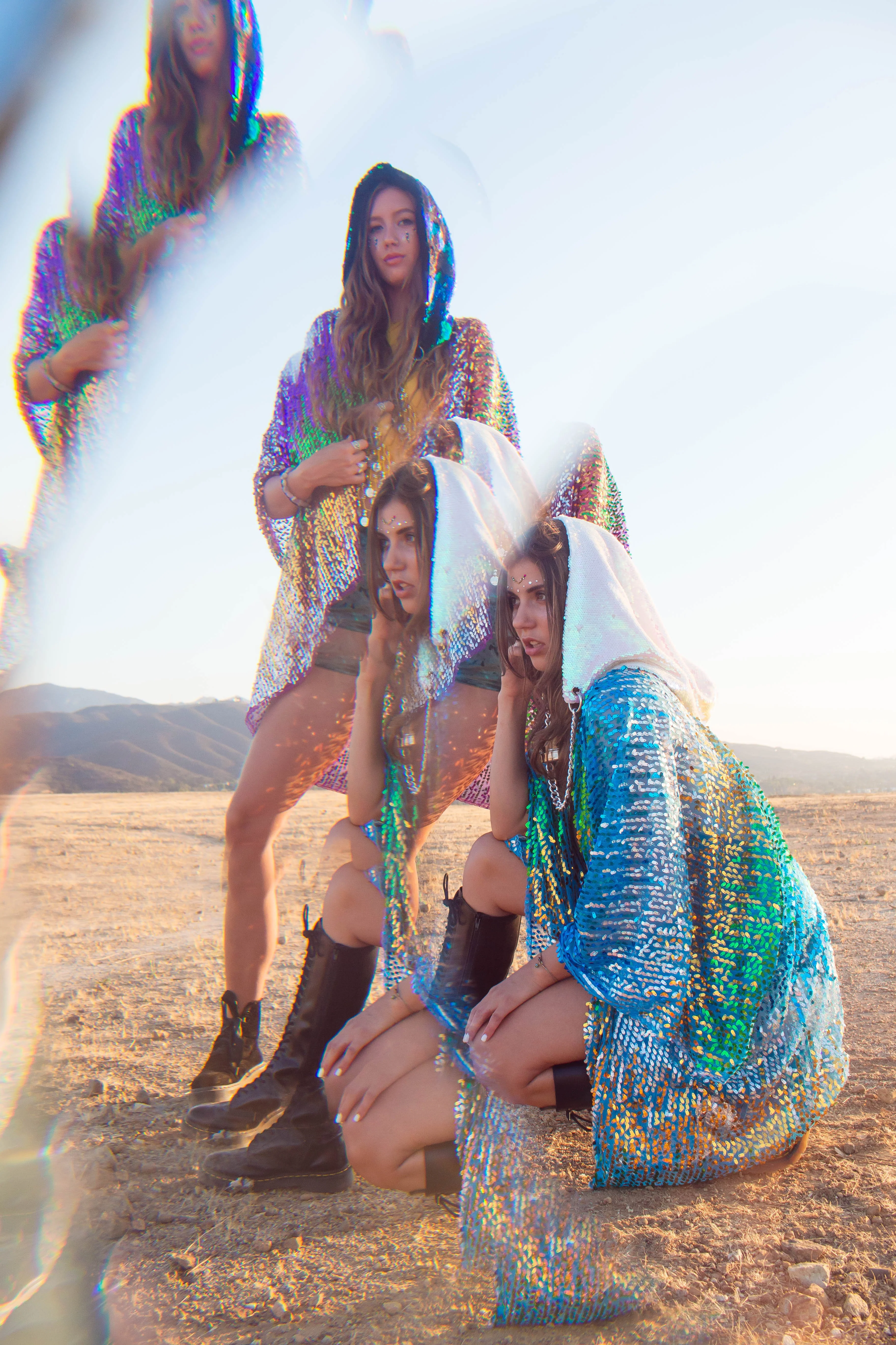 Reversible Sequin Hood - Iridescent & White - Image 9