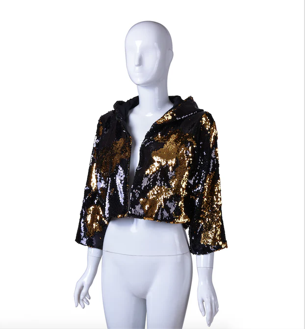 Reversible Sequin Jacket - Black & Gold - Image 10