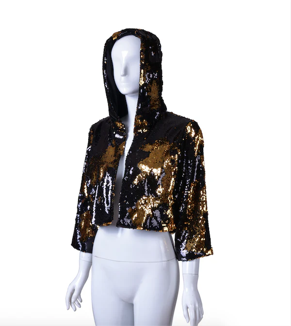 Reversible Sequin Jacket - Black & Gold - Image 11