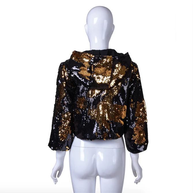 Reversible Sequin Jacket - Black & Gold - Image 12