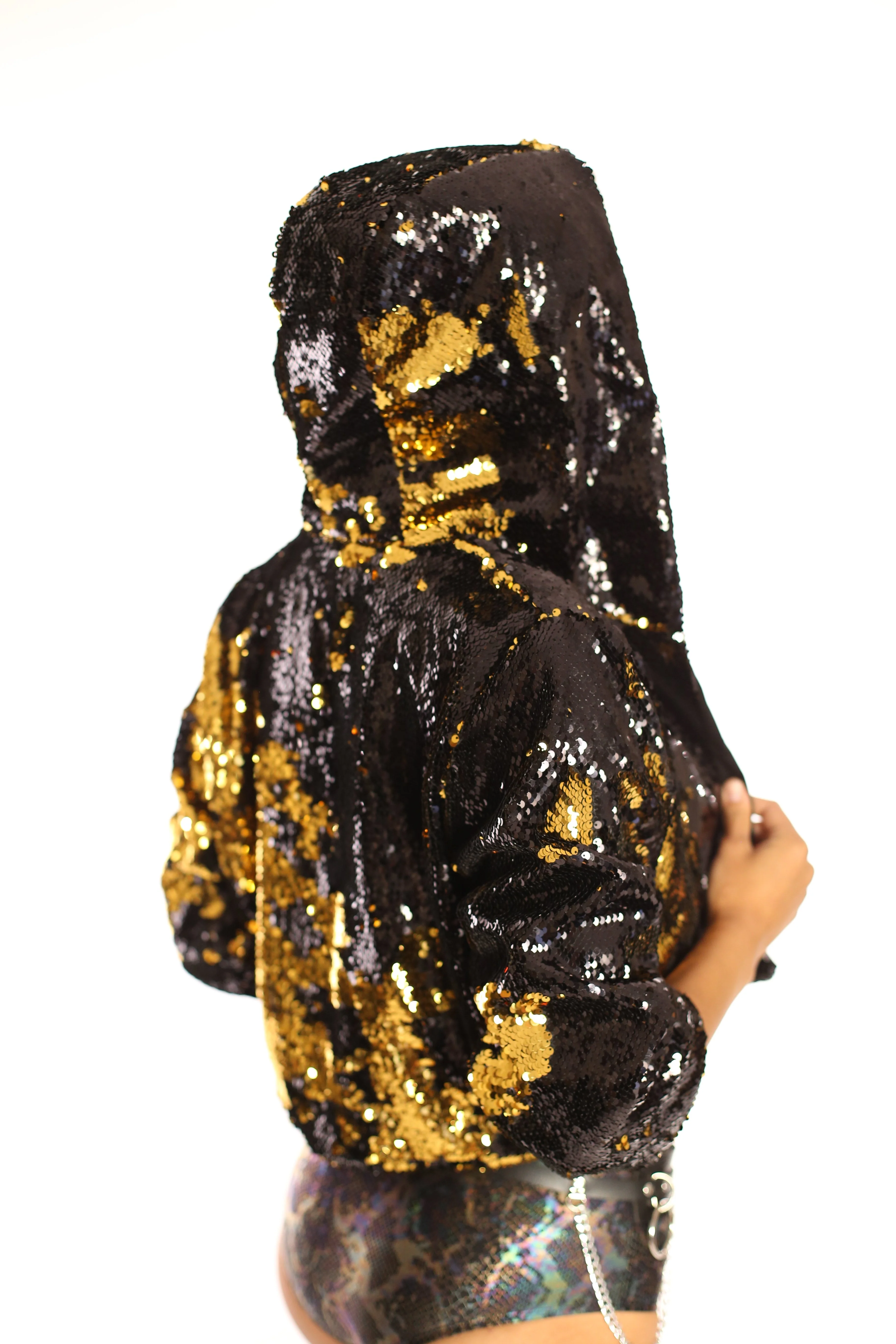 Reversible Sequin Jacket - Black & Gold - Image 14