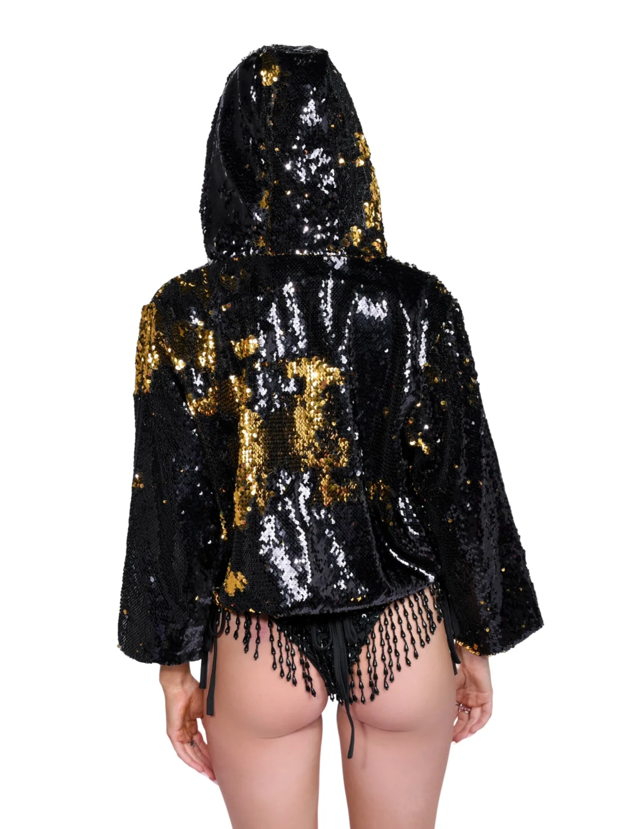 Reversible Sequin Jacket - Black & Gold - Image 5