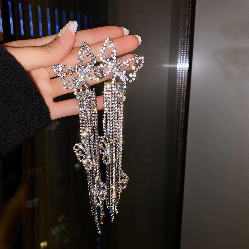 Rhinestone Butterfly Earrings - Image 2