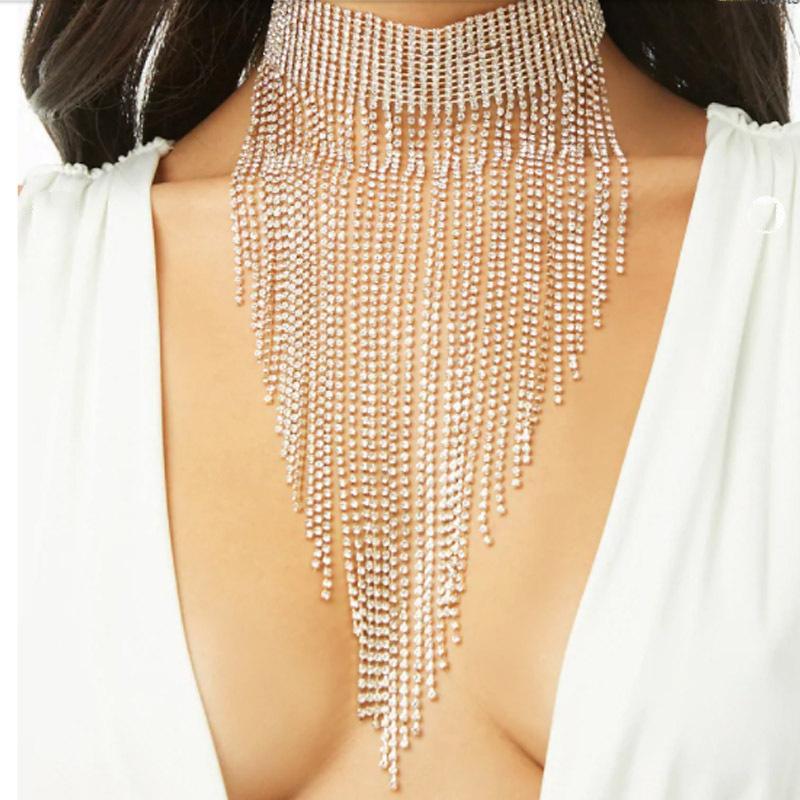 Rhinestone Crystal Tassel Necklace - Image 4