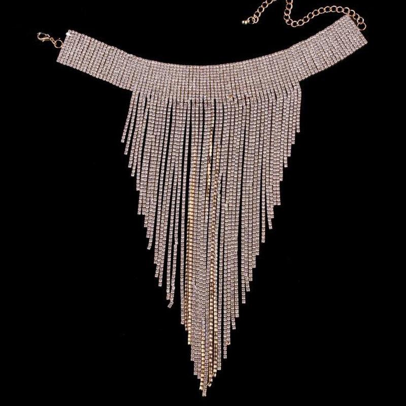 Rhinestone Crystal Tassel Necklace - Image 5