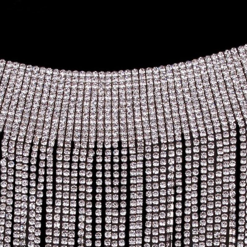 Rhinestone Crystal Tassel Necklace - Image 7