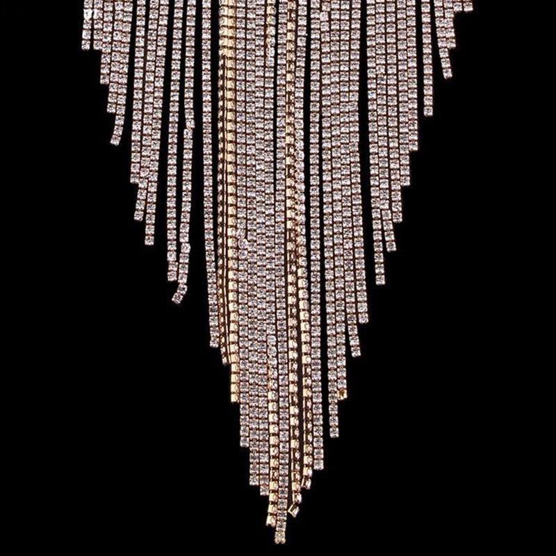 Rhinestone Crystal Tassel Necklace - Image 8