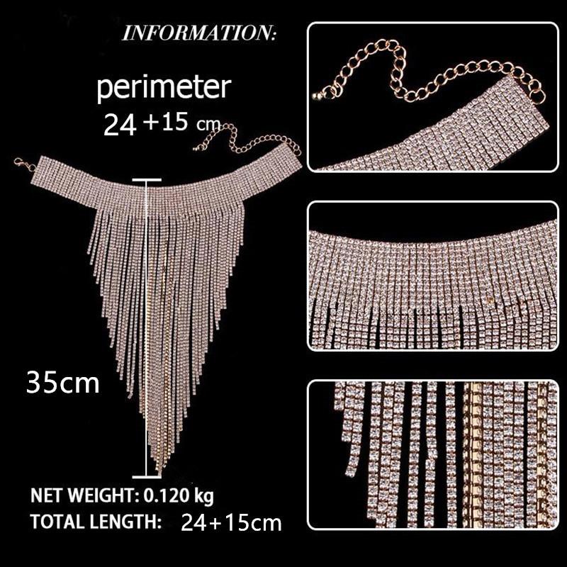 Rhinestone Crystal Tassel Necklace - Image 9
