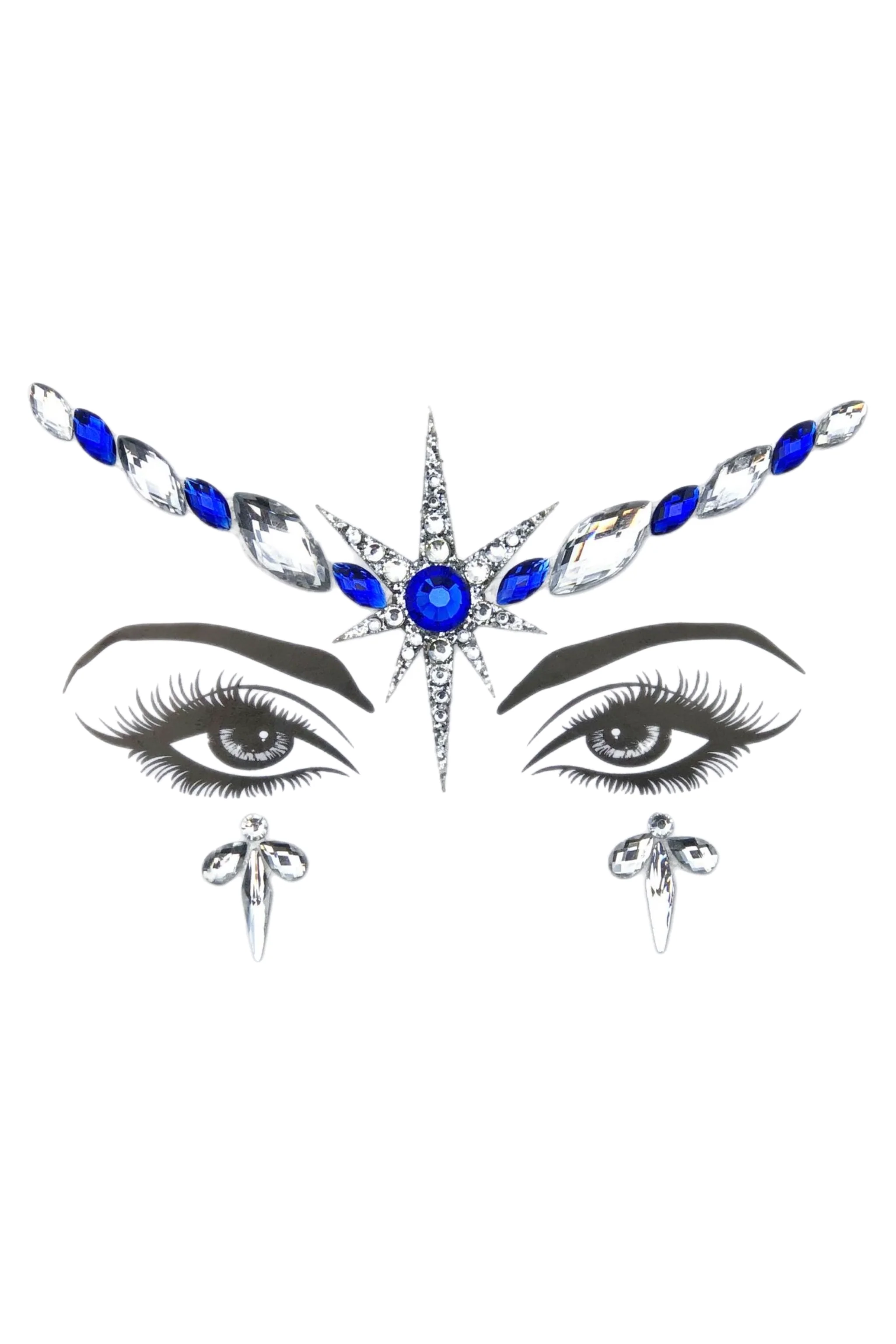 Royal Blue Goddess Rhinestone Crystal Face Jewels