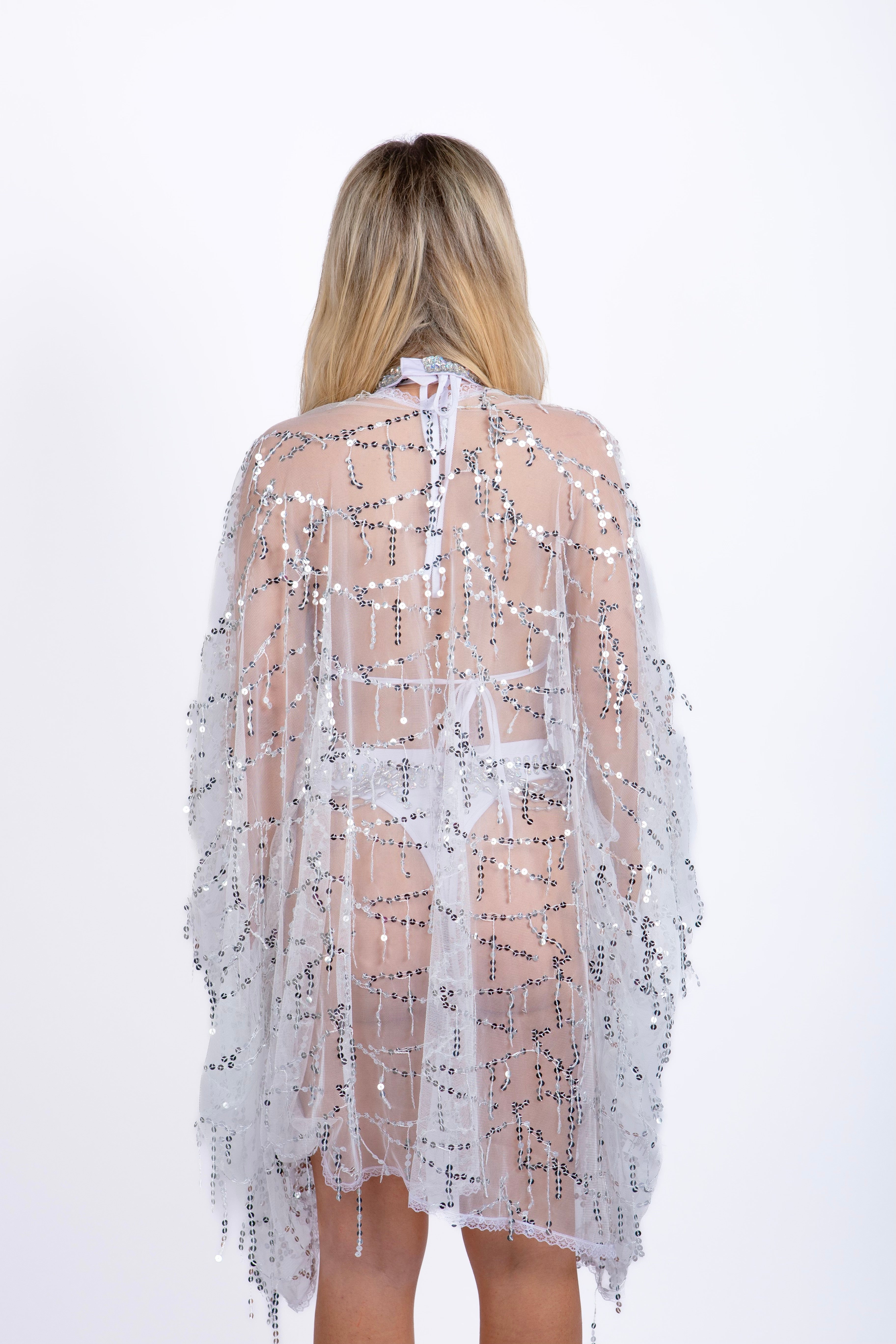 Sequin Kimono- Silver Sparkle - Image 4