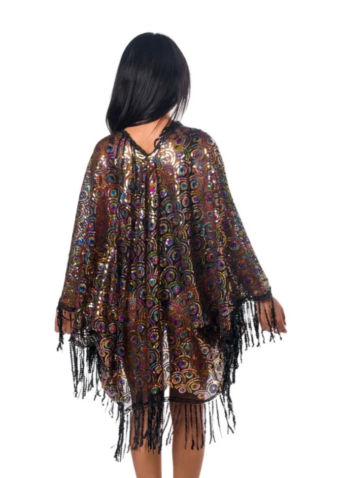 Sequin Tassel Kimono- Peacock - Image 3