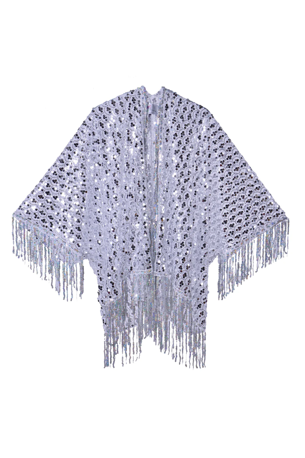Sequin Tassel Kimono- Disco Silver - Image 6