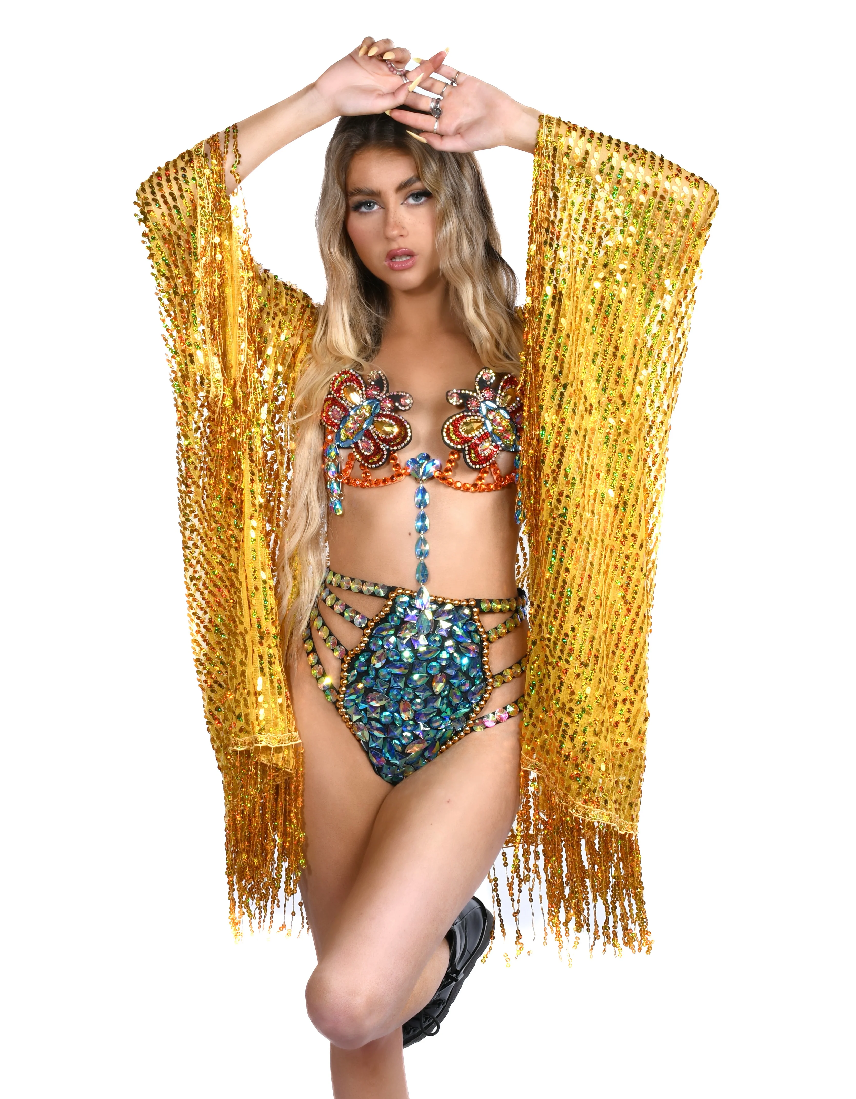 Sequin Tassel Kimono- Sunshine - Image 2