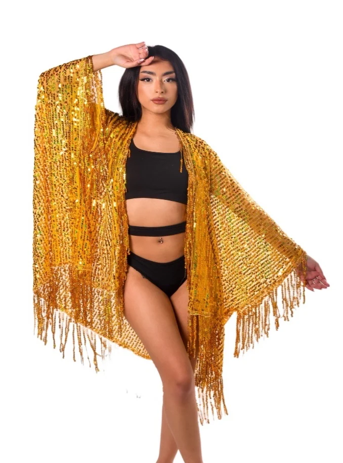 Sequin Tassel Kimono- Sunshine - Image 4