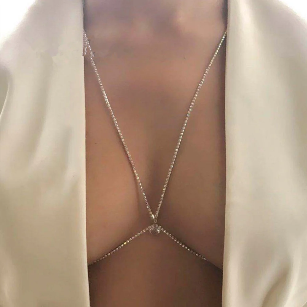 Sexy Rhinestone Chest Chains