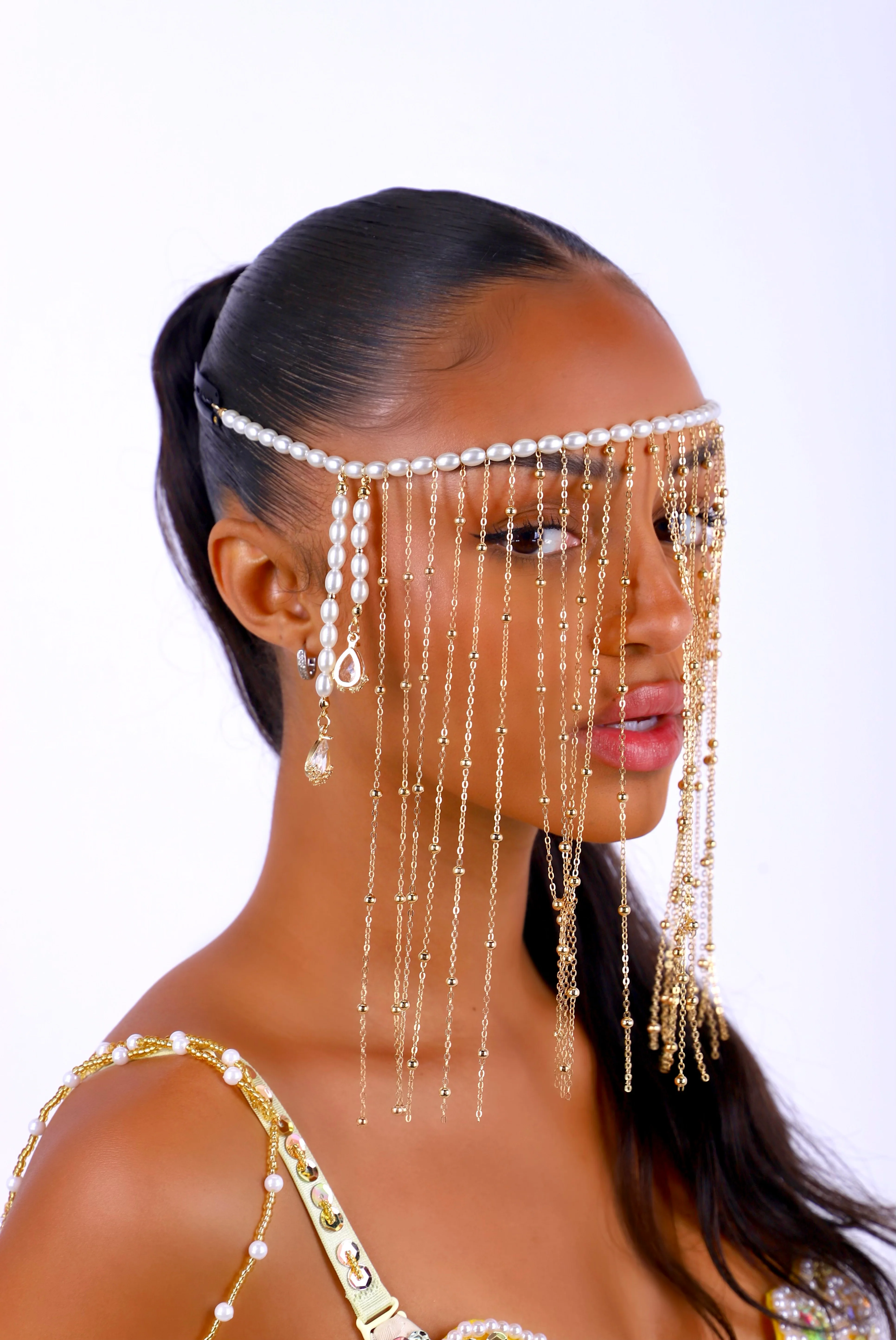 Gold Pearl Head Piece - Image 2