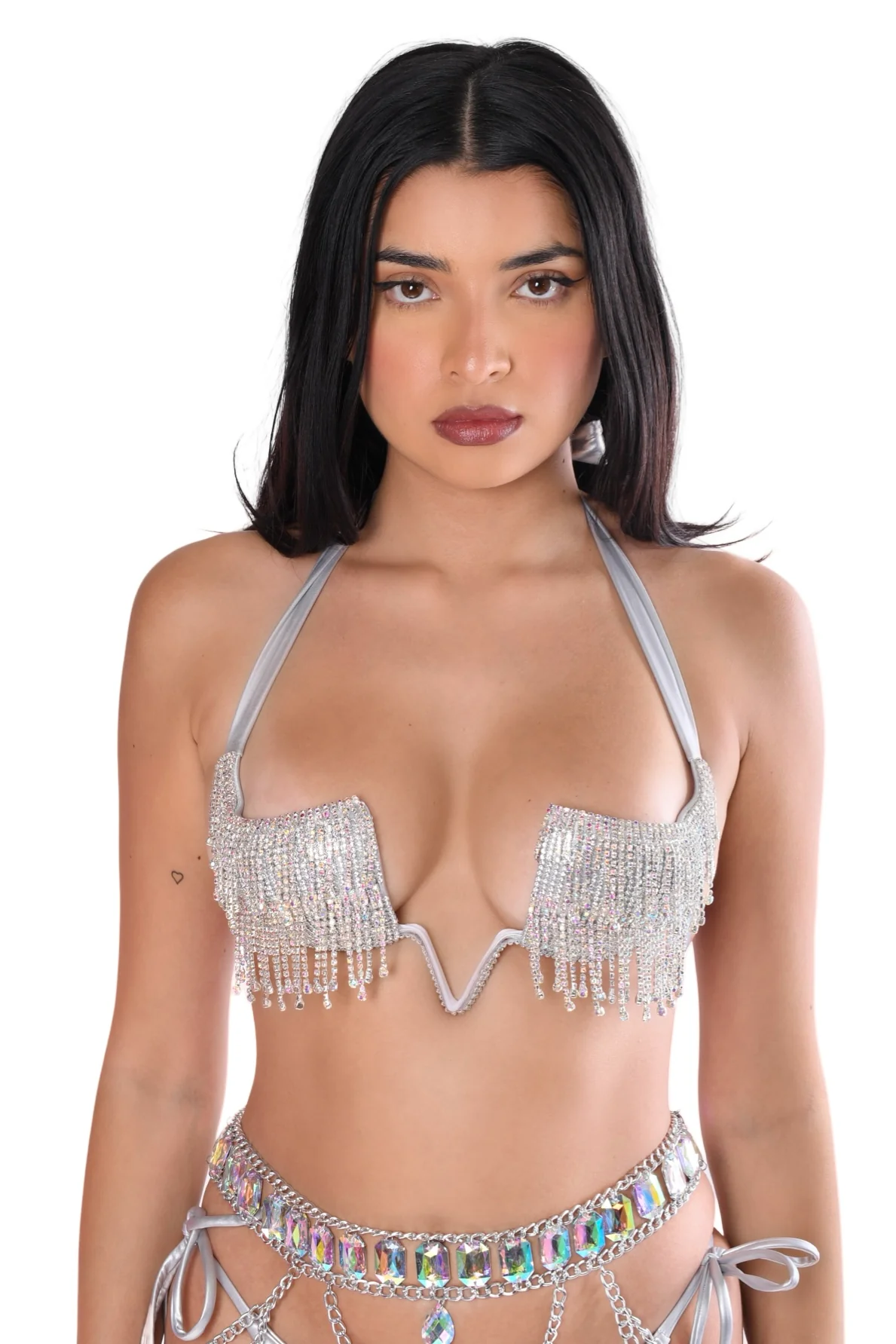 Silver Rhinestone Tassel Top - Image 2
