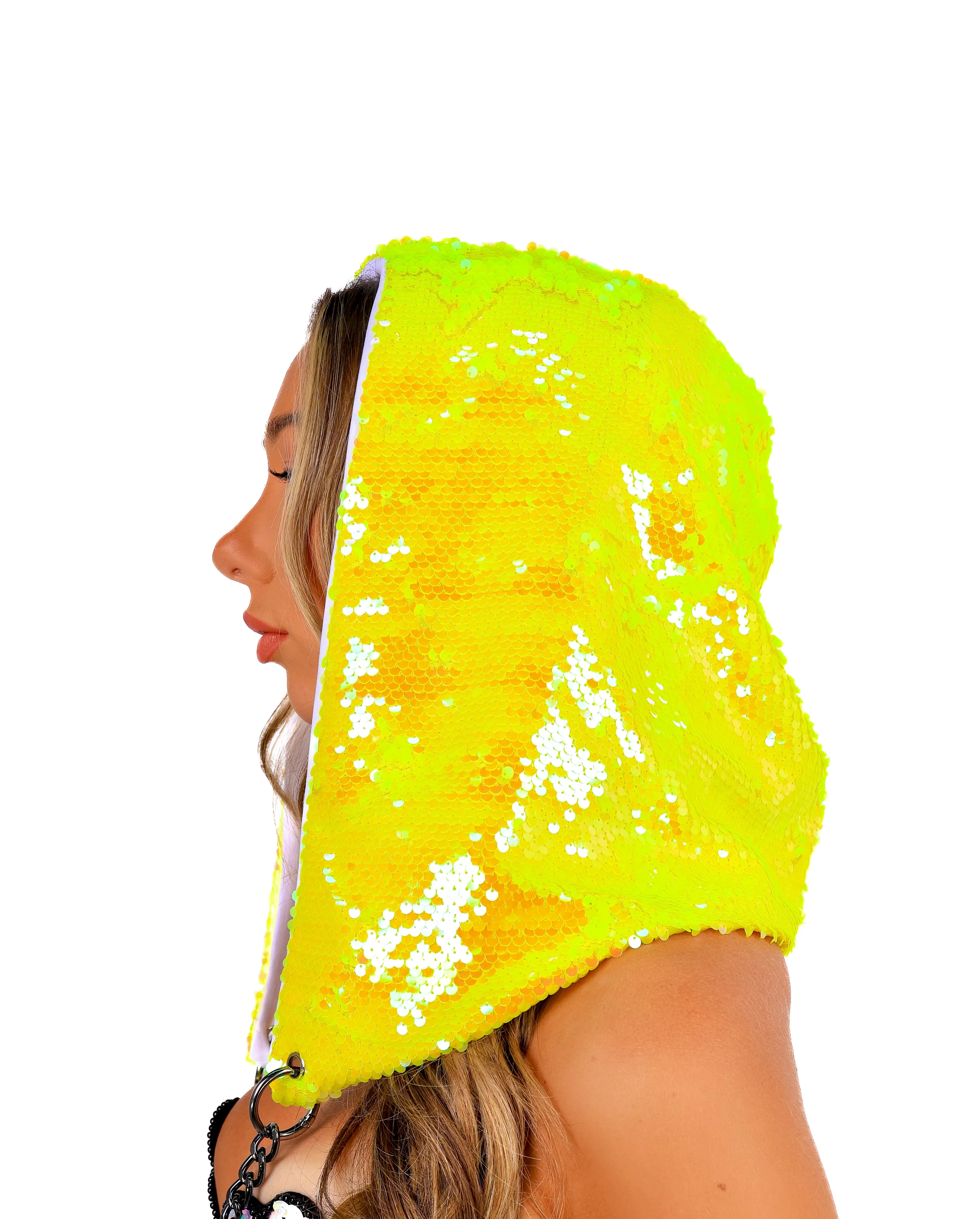 Yellow Lilly Sequin Hood - Image 2