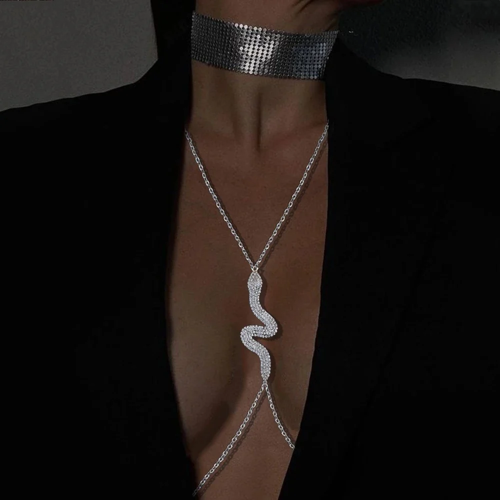 Snake Rhinestone Chest Chains