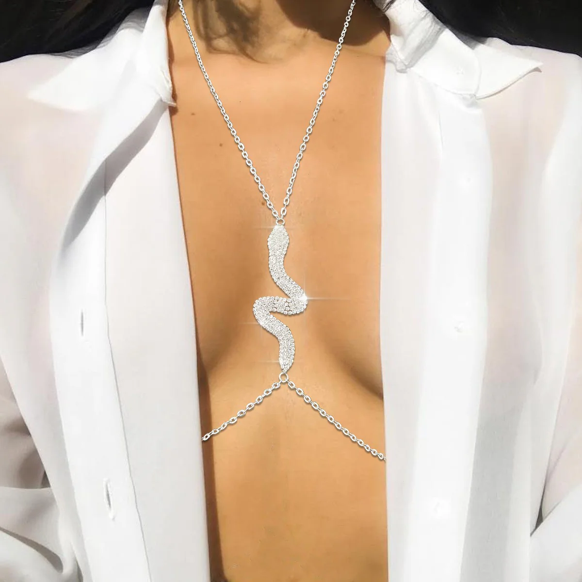 Snake Rhinestone Chest Chains - Image 4