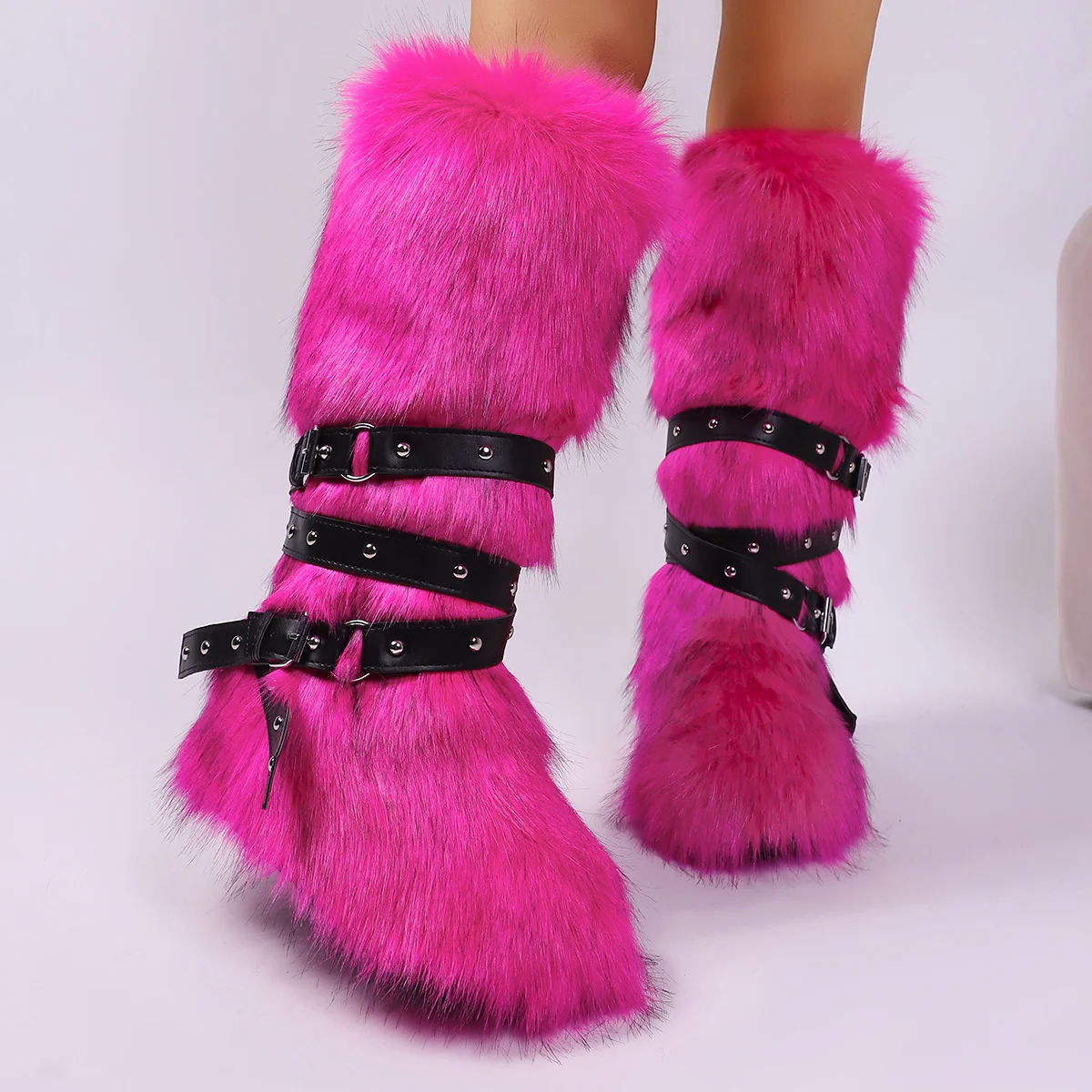 Wild Instincts Faux Fur Boots - Rose Pink - Image 2